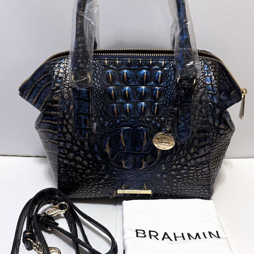 Brahmin Midnight Blue Embossed Crossbody Bag